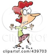 Royalty Free RF Clip Art Illustration Of A Cartoon Woman Walking On Eggshells