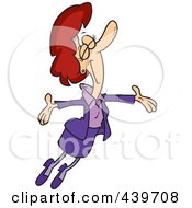 Royalty Free RF Clip Art Illustration Of A Cartoon Businesswoman Jumping Happily