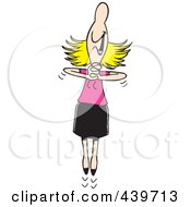 Royalty Free RF Clip Art Illustration Of A Cartoon Businesswoman Jumping Gleefully