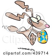 Royalty Free RF Clip Art Illustration Of A Cartoon Bunny Running With An Easter Egg