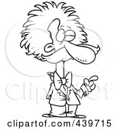 Royalty Free RF Clip Art Illustration Of A Cartoon Black And White Outline Design Of Einstein Gesturing by toonaday