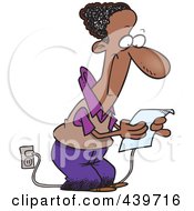 Poster, Art Print Of Cartoon Black Businessman Reading His Email