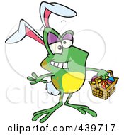 Poster, Art Print Of Cartoon Frog Wearing Bunny Ears And Carrying An Easter Basket