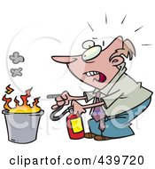 Poster, Art Print Of Cartoon Businessman Putting Out A Fire