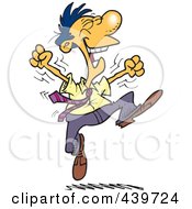 Royalty Free RF Clip Art Illustration Of A Cartoon Energetic Businessman Jumping by toonaday
