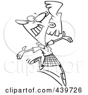 Royalty Free RF Clip Art Illustration Of A Cartoon Black And White Outline Design Of A Businesswoman Making An Entrance