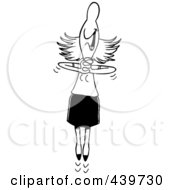 Poster, Art Print Of Cartoon Black And White Outline Design Of A Businesswoman Jumping Gleefully