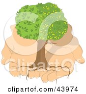 Clipart Illustration Of A Healthy Tree With Long Roots Being Held In A Mans Hands