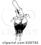 Poster, Art Print Of Cartoon Black And White Outline Design Of A Gleeful Businessman Jumping