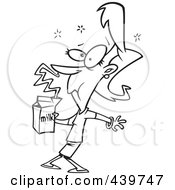 Royalty Free RF Clip Art Illustration Of A Cartoon Black And White Outline Design Of A Woman Smelling Expired Milk