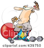 Cartoon Man Bingeing Instead Of Exercising