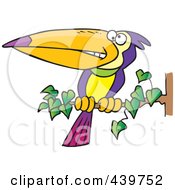 Poster, Art Print Of Cartoon Exotic Toucan Perched On A Branch