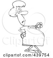 Poster, Art Print Of Cartoon Black And White Outline Design Of A Pregnant Woman Trying To Walk