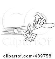 Royalty Free RF Clip Art Illustration Of A Cartoon Black And White Outline Design Of An Express Delivery Man by toonaday