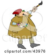 Poster, Art Print Of Chubby Male Mural Artist Painting A Wall And Holding A Palette