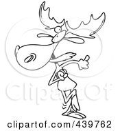 Poster, Art Print Of Cartoon Black And White Outline Design Of A Happy Dancing Moose