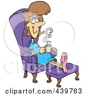 Poster, Art Print Of Cartoon Pregnant Woman Relaxing In A Chair With A Warm Beverage