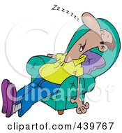 Poster, Art Print Of Cartoon Exhausted Man Sleeping In An Arm Chair