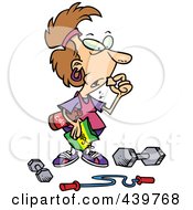 Royalty Free RF Clip Art Illustration Of A Cartoon Woman Pigging Out Instead Of Exercising