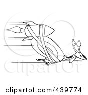 Poster, Art Print Of Cartoon Black And White Outline Design Of A Rocket Strapped Onto An Express Mail Snail