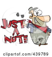 Poster, Art Print Of Cartoon Engineer Leaning On Just A Note Text