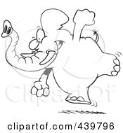 Royalty Free RF Clip Art Illustration Of A Cartoon Black And White Outline Design Of A Running Elephant