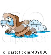 Cartoon Frozen Eskimo Near An Igloo
