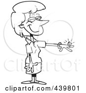 Poster, Art Print Of Cartoon Black And White Outline Design Of An Engaged Woman Showing Her Ring