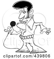 Cartoon Black And White Outline Design Of An Elvis Impersonator Singing