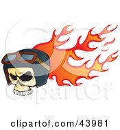 Flaming Biker Skull Wearing Goggles And A Helmet
