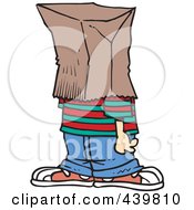 Royalty Free RF Clip Art Illustration Of A Cartoon Embarrassed Boy With A Bag On His Head by toonaday