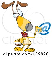Royalty Free RF Clip Art Illustration Of A Cartoon Dog Pointing To An Email Symbol by toonaday