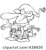 Royalty Free RF Clip Art Illustration Of A Cartoon Black And White Outline Design Of A Christmas Elf Handy Man