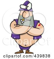 Cartoon Tough Executioner Standing With His Arms Folded