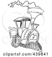 Poster, Art Print Of Cartoon Black And White Outline Design Of A Steam Engine Train