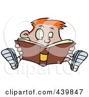 Cartoon Enthralled Boy Reading A Book