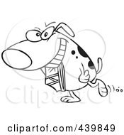 Poster, Art Print Of Cartoon Black And White Outline Design Of A Dog Carrying Underwear