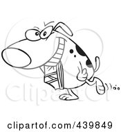 Royalty Free RF Clip Art Illustration Of A Cartoon Black And White Outline Design Of A Dog Carrying Underwear