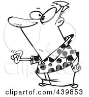 Royalty Free RF Clip Art Illustration Of A Cartoon Black And White Outline Design Of A Man Tapping For Attention by toonaday