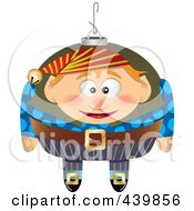 Royalty Free RF Clip Art Illustration Of A Cartoon Black And White Outline Design Of A Christmas Elf Ornament 2 by toonaday