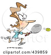 Poster, Art Print Of Cartoon Woman Chasing An Elusive Tennis Ball