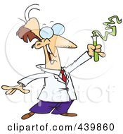 Cartoon Successful Scientist Holding Up A Test Tube