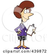 Poster, Art Print Of Cartoon Female Executive Holding A Clipboard