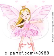 Clipart Illustration Of A Happy Dancing Caucasian Ballerina Fairy Princess In Pink by Pushkin