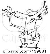 Poster, Art Print Of Cartoon Black And White Outline Design Of A Man Holding His Hand To His Nose And Waving His Fingers
