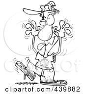 Cartoon Black And White Outline Design Of A Man Making A Funny Face