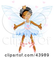 Clipart Illustration Of A Happy Dancing African American Ballerina Fairy Princess In Blue by Pushkin
