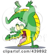 Royalty Free RF Clip Art Illustration Of A Cartoon Gator Doing A Hand Stand