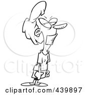 Royalty Free RF Clip Art Illustration Of A Cartoon Black And White Outline Design Of A Woman Gagged With Tape