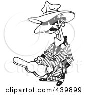 Poster, Art Print Of Cartoon Black And White Outline Design Of A Gangster Carrying A Violin Case